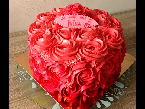 Ombre Roses Cake Tutorial/Tort decor trandafiri