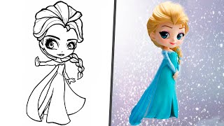 Frozen 2! How to draw and color Elsa chibi