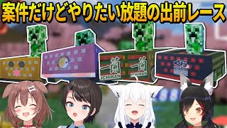 案件なのにやりたい放題カスタムしてマイクラのコースをデッドヒートするホロメン4人の出前レースが面白すぎたｗ【戌神ころね/白上フブキ/大空スバル/大神ミオ ホロライブ切り抜き】