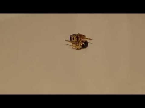 18K GP Blue Sapphire Studs Earrings with Diamond