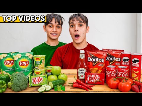 WE ATE ONLY ONE COLOR FOOD FOR 24 HOURS! | Lucas and Marcus