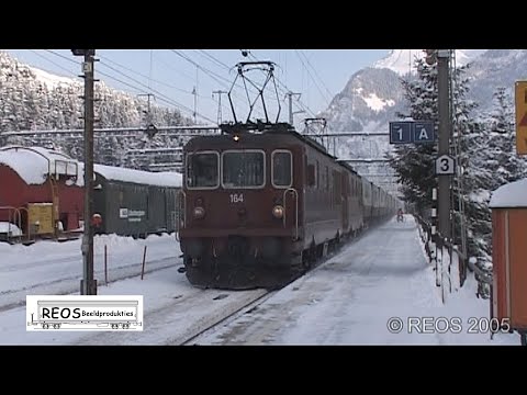 2005-02 [SDw] Bahnhof Kandersteg in Winter with DEEP fresh SNOW! Classic BLS SBB, Ambrogio shuttle