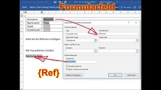 Word : Formularfelder in Word Dokument einfügen und Eingabe wiederholt anzeigen