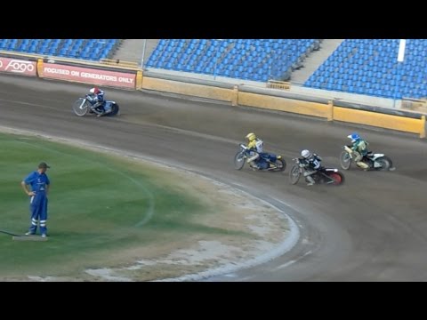 Wyścig 14 turnieju IV rundy MDMP na żużlu w Lesznie (05.08.2015)