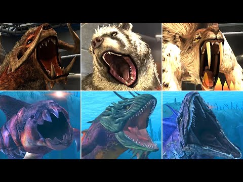 ALL CENOZOIC & ALL AQUATIC ATTACK ANIMATION | Jurassic World The Game