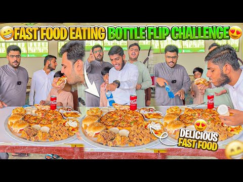 Fast Food Eating Bottle Flip Challenge Funny Family Game