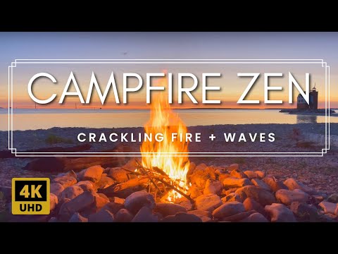 Beach Campfire with Crackling and Fire Sounds - 1 MINUTE - 4K | For relaxing and meditation