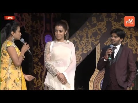 Actress Trisha Extreme Fun with Jabardasth Sudigali Sudheer  and Anchor Suma Kanakala at ATC 