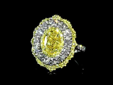 GIA Certified 2.30ct Oval Cut 'Internally Flawless' Fancy Yellow Diamond Ring