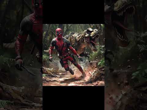 T-Rex dinosaur chasing deadpool, can he escape ?! #marvel #avengers #dc #deadpool
