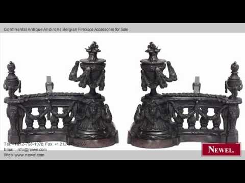 Continental Antique Andirons Belgian Fireplace Accessories