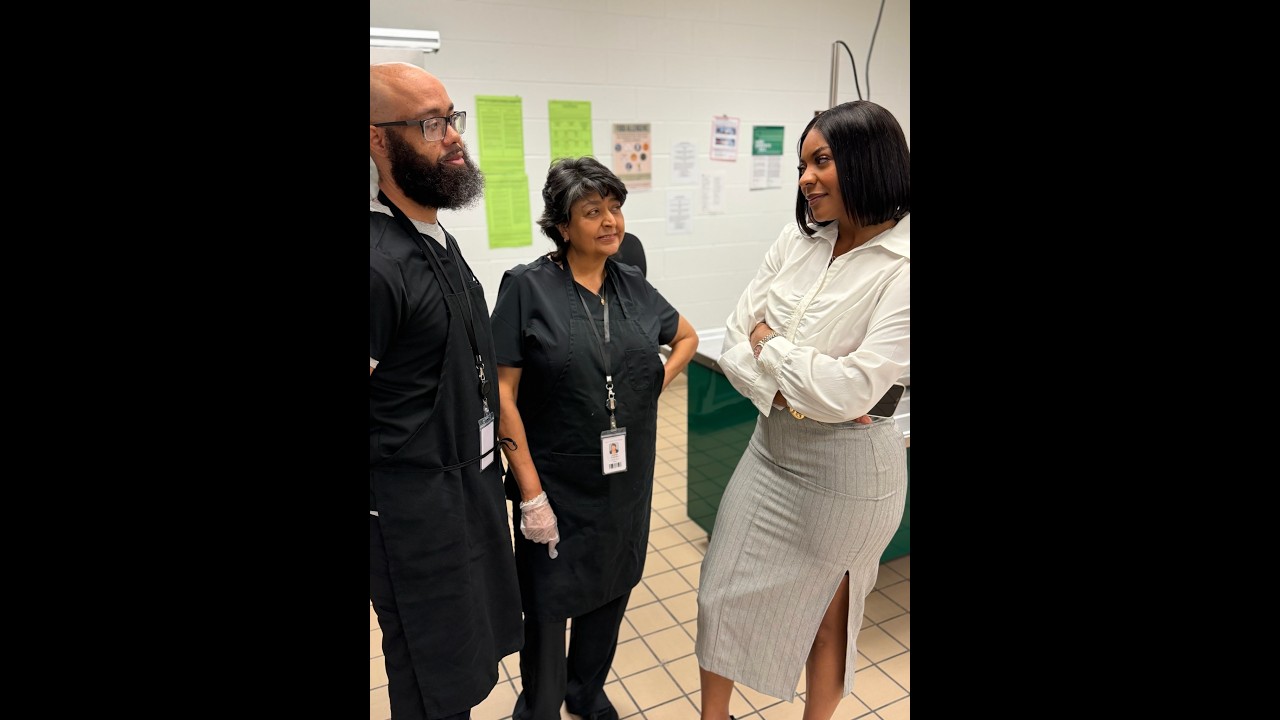 The lunch lady gets cute w/ Ernestine and asks if she likes STRIP steak!