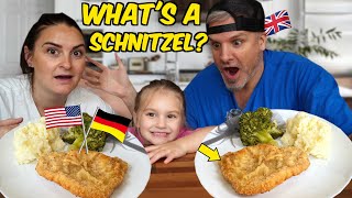Brits Try American Schnitzel for the First Time! (I’m So Confused!) 🍽️🇺🇸🇩🇪