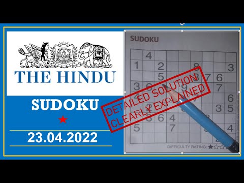 How to Solve 1 Star Hindu  Sudoku Apr 23, 2022 -  Tips and Techniques Clearly Explained