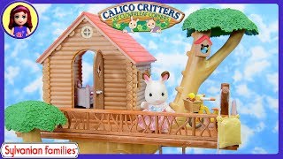 Sylvanian Families Calico Critters Tree House Gift Set House Tour with Log Cabin Kids Toys
