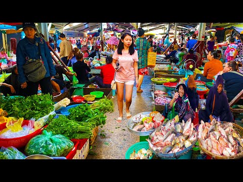 Food Rural TV, Cambodian Routine Fresh Food in The Market - Fresh Fish, Fruit, Pork & More