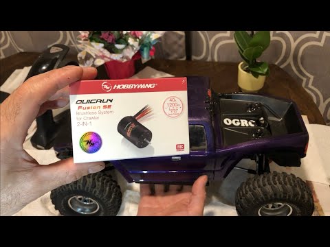 Removing transmission in RC Vanquish VS4-10 straight axle. Installing HOBBYWING Fusion SE 1200