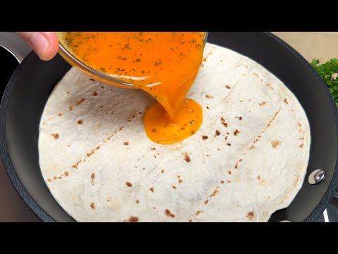 Just pour the Eggs over the Tortilla.. Better than Pizza & so Easy to Make, no oven # 350