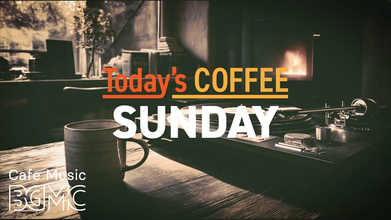 Today's COFFEE SUNDAY: 4K Vinyl & Fireplace Cafe Music ☕ Peaceful Jazz for Slow Day