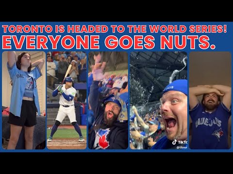 Blue Jays Headed to the World Series! Everyone Goes Nuts.  (Epic Game 7 Comeback Reactions)