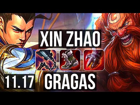 XIN ZHAO vs GRAGAS (JUNGLE) | 68% winrate, 9/2/10, Godlike | BR Master | v11.17