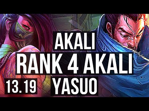 AKALI vs YASUO (MID) | Rank 4 Akali, 4/1/4, 400+ games, Rank 27 | NA Challenger | 13.19