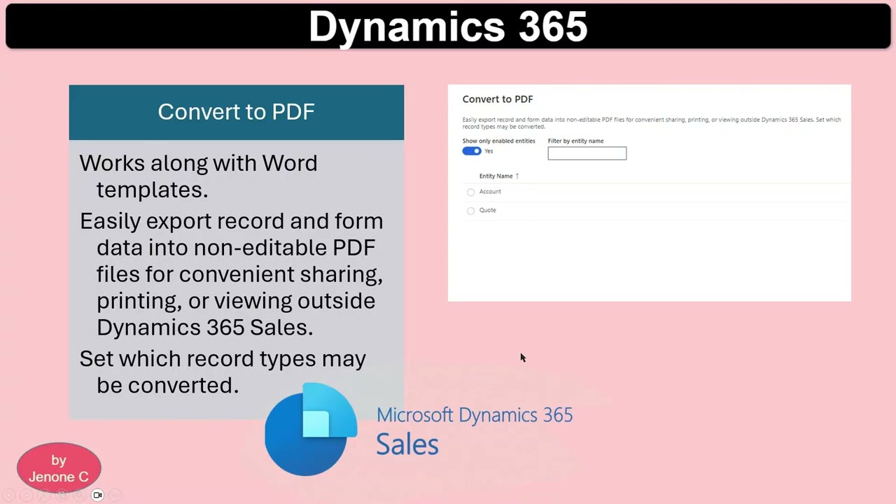 Dynamics 365 Sales | Enable Convert to pdf | Word template