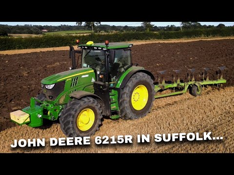 4Kᵁᴴᴰ 2023 John Deere 6215 R tractor and Dowdeswell 7 furrow plough at work on Middleton Moore