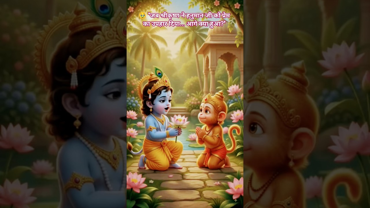 🥹 जब नन्हे श्रीकृष्ण ने बाल हनुमान को कमल का फूल दिया! 🌸🙏 #shorts #krishna #3danimation #ai