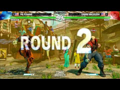 Street Fighter 5 Tournament - Combo Breaker 2016 Top 8 - FChamp (Dhalsim) vs Nuckledu (R. Mika)