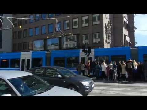 Stockholm - Trams on Hamngatan 2015 04 26