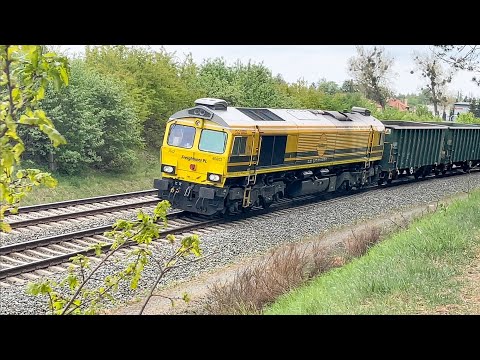Class 66602 Freightliner PL ciężko pracuje na stacji Gdańsk Osowa transport kruszywa linia nr 201