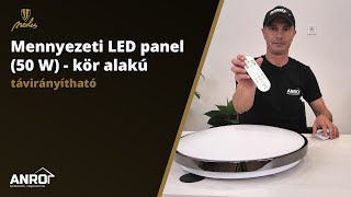 Nedes Mennyezeti LED panel (50 W - kör) fekete króm keret - távirányítható