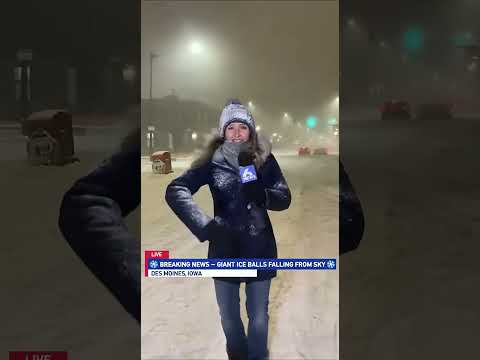 Giant Ice Balls Pummel News Crew on Live TV #extreme #news