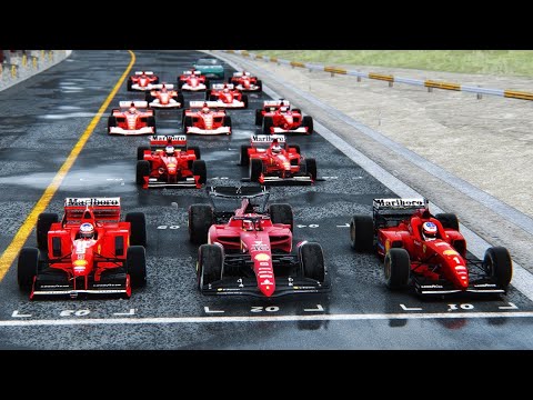 Ferrari F1 2022 vs All Micheal Schumacher Ferrari F1 Cars - Mexican City GP (Light Rain)