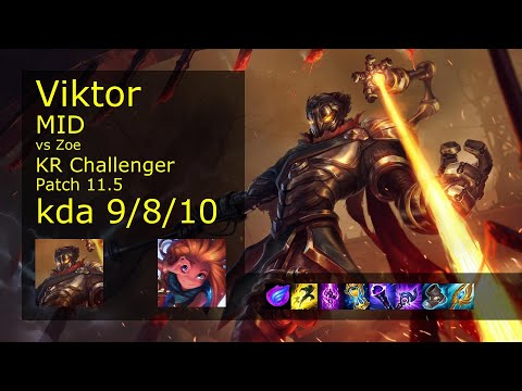 Viktor Mid vs Zoe - KR Challenger 9/8/10 Patch 11.5 Gameplay // [롤] 빅토르 vs 조이 미드