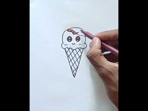 easy step cute Ice-cream drawing #drawing4kids #art #artclass #artclass