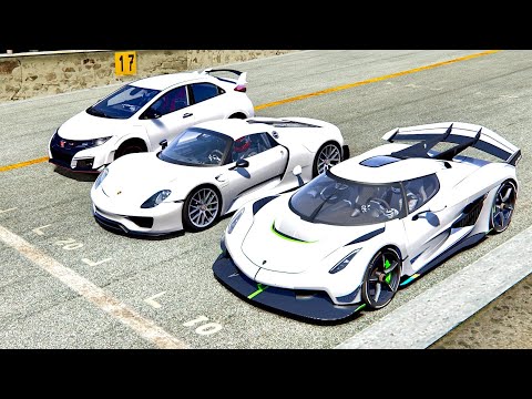 Koenigsegg Jesko vs Honda Civic Type R Monster vs Porsche 918 Spyder - Highlands