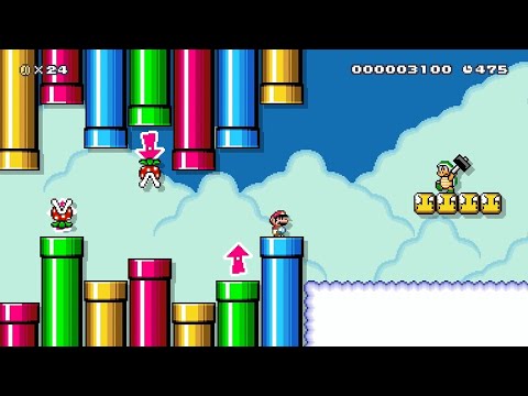 Super Mario Maker 2 - 虹が架かる空の世界 Sky world with rainbow by みつおうき - No Commentary