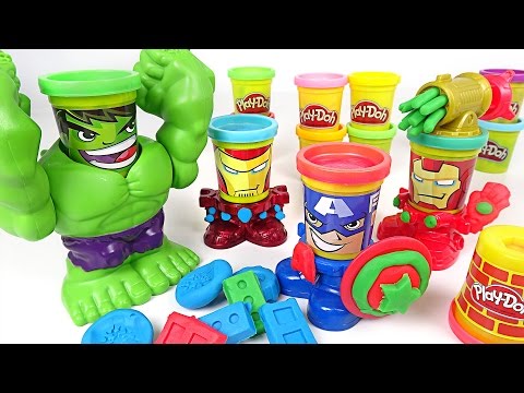 Marvel Avengers Play-Doh Hulk, Captain America, Iron Man Battle Play - DuDuPopTOY
