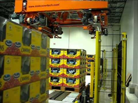 Display case packaging solution - pallets - stretch hood machine video