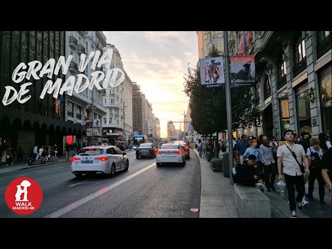 GRAN VIA DE MADRID 4K  |  WALKING TOUR AT SUNSET  |  SPAIN TRAVEL
