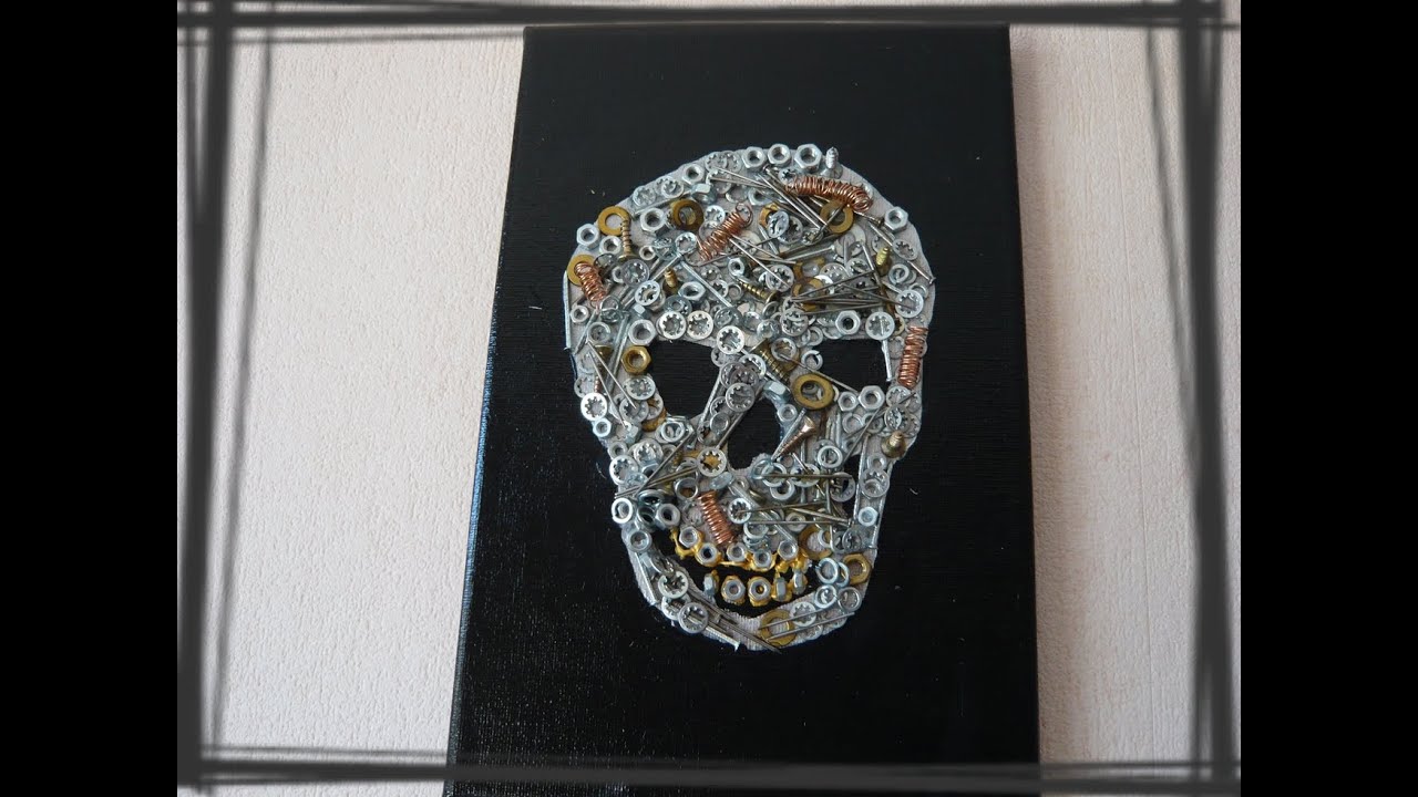 Fabriquer un tableau déco skull  tête de mort original