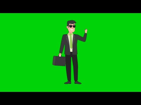 Businessman walking cartoon green screen effect HD Footage