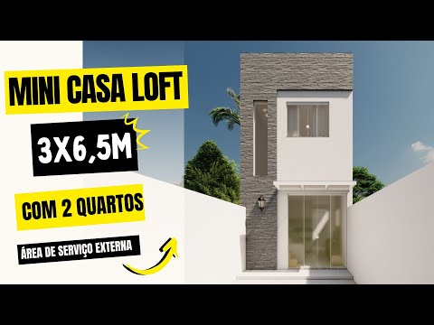 MINI CASA 3X6,5 COM 2 QUARTOS | Plano de casa | Tiny house | Desain Rumah