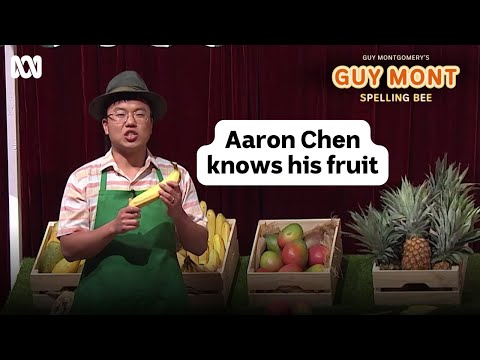 Aaron Chen transforms into a greengrocer | Guy Montgomery's Guy Mont Spelling Bee | ABC iview