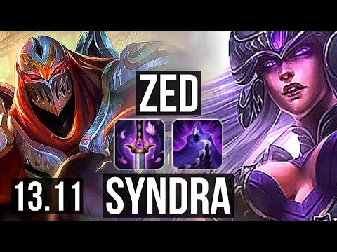 ZED vs SYNDRA (MID) | 11/0/4, 1.6M mastery, Legendary, 800+ games | KR Master | 13.11