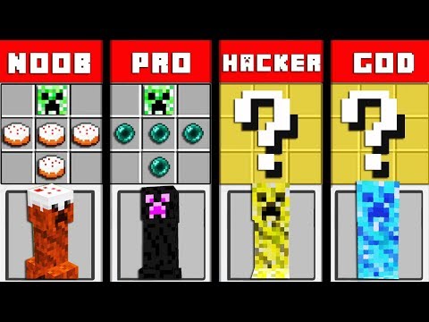 Minecraft Battle: NOOB vs PRO vs HACKER vs GOD - CREEPER CRAFTING CHALLENGE in Minecraft Animation