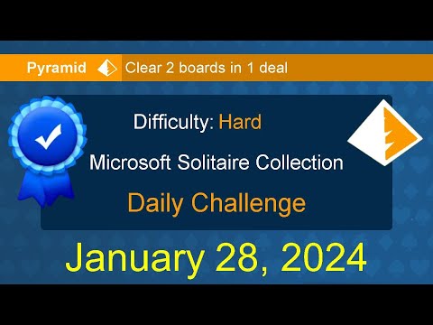 Microsoft Solitaire Collection: Pyramid - Hard - January 28, 2024 - YouTube