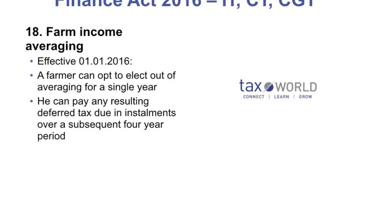 Finance Act 2016 Section 18 - Farm Income Averaging